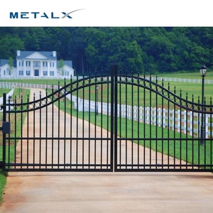 Thiết kế mới sơn tĩnh điện kim loại đường lái xe rèn sắt hàng rào gấp cổng trượt kim loại nhà mới nhất cổng chính - Product Image 4