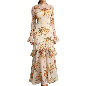 ชุดเดรสพิมพ์ลายรีสอร์ทแขนระบายลายดอกไม้แฟชั่นสำหรับผู้หญิง - Product Image 6