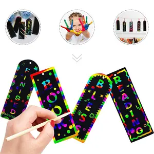 Scratch Cards for Kids Colorful Rainbow Scratch Paper Art with Wooden Stylus for Western Theme Birthday Party Supplies