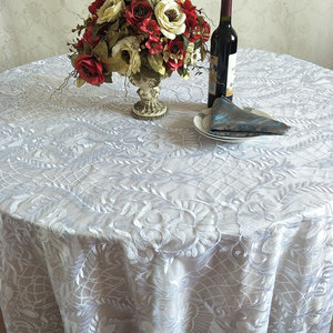 120 pollici bianco ricamato Vintage <span class=keywords><strong>pizzo</strong></span> copertura della tavola paillettes tavolo sovrapposizione <span class=keywords><strong>tovaglia</strong></span> per la festa di nozze - Product Image 3