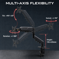Nouveau bras de moniteur robuste à ressort à gaz, mouvement fluide et sans effort, pour la maison et le bureau, 17-32 pouces, 2-9 kg, VESA 75x75/100x100, noir
