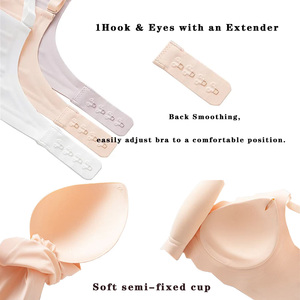 Precio de fábrica OEM al por mayor: Sujetador de gel inalámbrico sin costuras de talla grande para mujer, con cuello en V de malla transparente y tirantes cruzados en la espalda. - Product Image 3