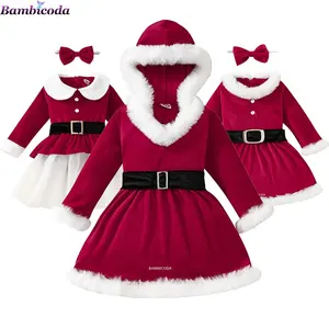 Bebé Niñas Navidad Vestidos con capucha Santa Claus manga larga invierno rojo Navidad fiesta princesa Vestido niños Navidad Disfraz Vestido