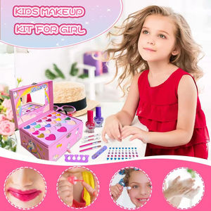 Jouets pour filles EPT, jeux de simulation, jouets cosmétiques, trousse de maquillage à 2 étages, trousse de beauté violette, fard à paupières, vernis à ongles pour kit de maquillage - Product Image 4