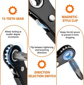 ชุดประแจวงล้อแบบสองทิศทางหลายฟัน พร้อมหัวไขควงแบบฟิลลิปส์ แบบร่อง และแบบทอร์กซ์ ทำจากสแตนเลส แรงบิดสูงสุด 210 นิวตันเมตร ระบบอิมพีเรียล - Product Image 2