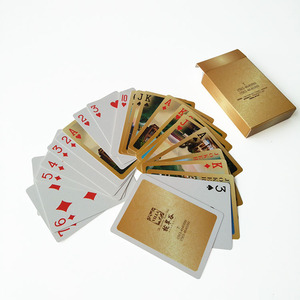 Individueller Logodruck Langlebige Klassische Spielkarten Luxuriöse Plastik-Pokerkarten mit Goldrand und Blechdose - Product Image 1