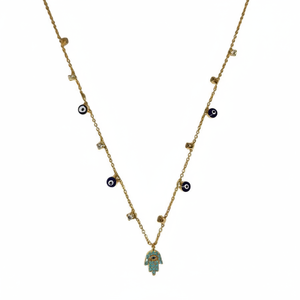 Collier pendentif tendance or mauvais œil avec breloques suspendues style métal - Product Image 2