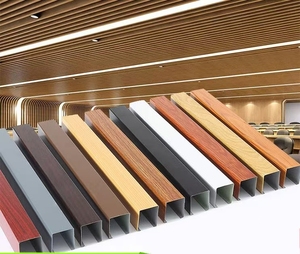 Nhôm treo gạch Trần hình chữ U trang trí nội thất hạt gỗ cho trung tâm mua sắm ngoài trời phòng tập thể dục cho các không gian ngoài trời trong nhà khác nhau - Product Image 3
