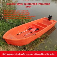 Bateau de pêche gonflable en polyéthylène, stable, double couche, en caoutchouc épaissi, capacité 5 personnes