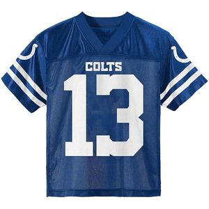 อินเดียนาโพลิส โคลท์ส # 13 บลูคิดส์ 4-7 เสื้อแข่งสำหรับเด็กที่บ้าน เสื้อฟุตบอลคอวีระบายอากาศได้ดี - Product Image 1