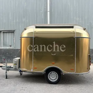Carrito de Comida Móvil Personalizado de Acero Inoxidable Dorado para Jugos y Comida Callejera - Product Image 2
