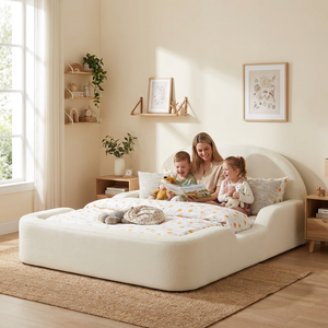 Lit d'enfant moderne personnalisé 2026 en <span class=keywords><strong>fourrure</strong></span> sans structure, ultra-sûr, taille standard, design bas au sol pour chambre d'enfant, écologique - Product Image 1