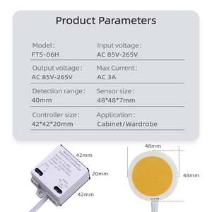 Interruptor Táctil LED <span class=keywords><strong>de</strong></span> Alta Tensión CA 85V-265V para Tablero <span class=keywords><strong>de</strong></span> Madera, Interruptor <span class=keywords><strong>de</strong></span> <span class=keywords><strong>Superficie</strong></span> Oculto <span class=keywords><strong>de</strong></span> 3A para Luces <span class=keywords><strong>de</strong></span> Muebles Inteligentes - Product Image 2