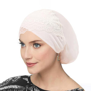 Sottohijab a Croce per la <span class=keywords><strong>Fronte</strong></span> con Pizzo, Turbante Musulmano, Sottohijab Islamico, Cappello Hijab Morbido ed Elastico, Copricapo Tubolare - Product Image 5