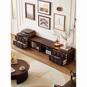 Mueble de salón de madera maciza, diseño modular, 120x40x42,5 cm, muebles de almacenamiento de estilo retro francés - Product Image 3