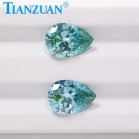Zircone cubique en forme de poire, trois couleurs, Paraiba CZ, pierre précieuse en vrac pour la fabrication de bijoux pour homme et femme, accessoires de bricolage