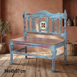 Banco de Madera Maciza de Estilo Vintage, Diseño Rústico y Moderno para Uso en Exteriores, para Patio, Jardín, Parque - Product Image 5