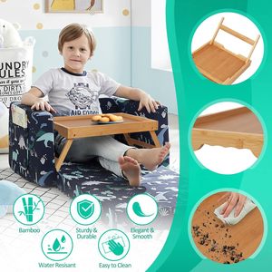 Bandeja de desayuno de bambú con patas plegables de 17.7x10.8x6.9 pulgadas, plegable para cama, portátil, comidas y refrigerios - Product Image 4