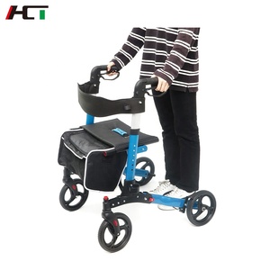 Wholesale <strong>Adults</strong> Rollator <strong>Walker</strong> Helper Folding Aluminium 4 Wheel Rollator <strong>Walker</strong> <strong>With</strong> <strong>Seat</strong> - Product Image 3