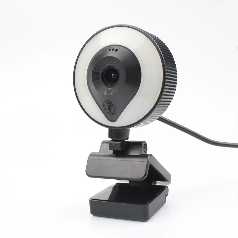 1080p Touch Control Webcam LED Ring light with Microphone Live Chat Web Cam PC Beauty Light