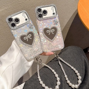 เคสโทรศัพท์ Senyork ลายเพชร กล้องลายหินอ่อน IMD รูปหัวใจพร้อมสายคล้องมุก สำหรับ iPhone 17pro 16 15 14plus - Product Image 1
