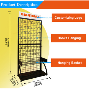 Vrijstaand Zwart Nestdraad Muurrooster Displayrek Met Mandplank - Product Image 2