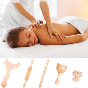 Venta al por mayor personalizable Gua Sha celulitis madera masajeador madera terapia Kits herramientas de masaje - Product Image 3