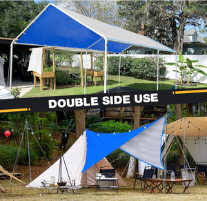 Bâche imperméable robuste avec œillets en laiton et bords renforcés, résistante aux UV, en polyéthylène épais pour le camping en extérieur - Product Image 4