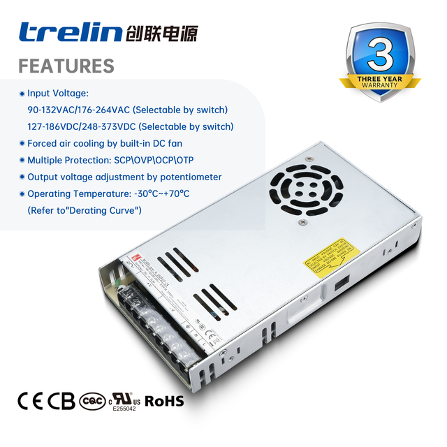 A-350FGF 350W AC DC Switching Power Supply 12V 24V 48V SMPS PSU Steady-state for Industrial Automation & Power Storage  CE RoHS