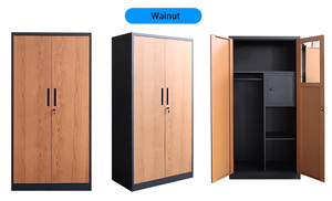 Armario Metálico Moderno de 2 Puertas, Plegable, Color Madera, Almirah de Acero para Dormitorio, Oficina, Escuela, Gimnasio, Hotel - Product Image 3