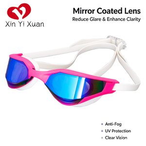 Gafas de natación personalizadas Xinyixuan antivaho con protección UV, sello de silicona ajustable, impermeables, para adultos, para entrenamiento. - Product Image 2