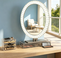 Miroir LED rectangulaire mural réglable à commande tactile, style Art Déco moderne, éclairé, anti-buée, écologique et durable pour le maquillage