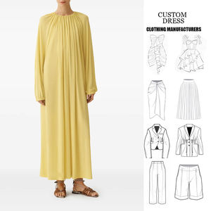 2025 dubaï adultes vêtements islamiques O cou à volants <span class=keywords><strong>jeunes</strong></span> dames quotidien Abaya couleur Pure en mousseline de soie tissu robe - Product Image 1
