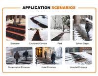 Tapis chauffants pour escaliers, tapis chauffants d'extérieur en graphène avec prise, tapis chauffants antidérapants en caoutchouc pour la neige