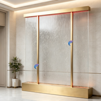 Fontaine murale paysagère pour hall d'entrée, rideau d'eau en verre trempé, cascade, éclairage LED RGB, système de pompe silencieux, décoration de bureau personnalisée