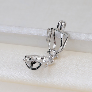 Colgante de Tetera de Plata S925 con Jaula de 8.5mm, Accesorio DIY, Perla Chapada en Oro 1820 sin Orificio para Mujer - Product Image 3