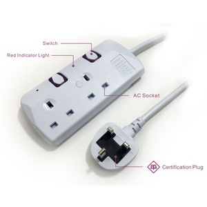 Güç şeridi uzatma kurşun ile 2 İngiltere Outlet dalgalanma koruyucusu kişisel anahtar - Product Image 3