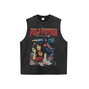 Direkt bedrucktes, hochwertiges, gewaschenes, gealtertes Kurzarm-T-Shirt, amerikanische Retro-<span class=keywords><strong>Streetwear</strong></span>-Marke für Herren, lässiges, lockeres Retro-T-Shirt - Product Image 4