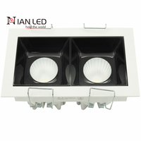 Plafonnier encastré LED COB carré ou rectangulaire blanc/noir, à têtes simples, doubles ou triples, orientable, 7W-60W
