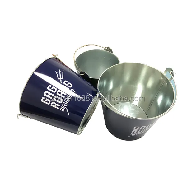 Ronde Gegalvaniseerd Metaal Ijsemmer Blik Bier Keg 6Pcs 5L Gegalvaniseerd Ijzer Voedsel Emmer