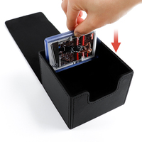 Boîte de pont Toploader noire personnalisée NOUVEAU design 50 + Sidewinder Flip Leather Premium PU forme carrée velours matériel 5kg capacité de charge