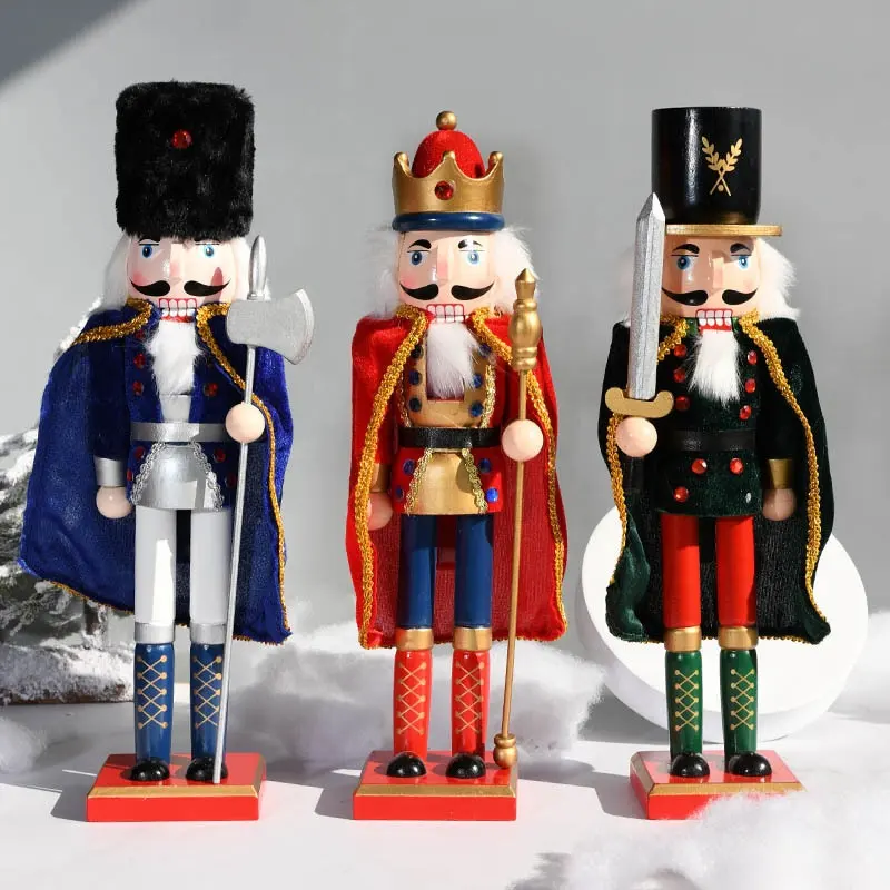 38Cm Bằng Gỗ Nutcracker Con Rối Bức Tượng Tay Sơn Người Lính Búp Bê Đồ Trang Trí Giáng Sinh Trang Trí Cho Nhà