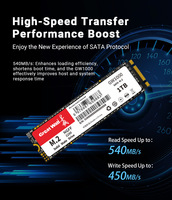 قرص صلب داخلي Great Wall GW1000 M.2 2280 PCIe SSD بتقنية 3D NAND TLC عالي السرعة 550 ميجابايت/ثانية سعة 2 تيرابايت للحواسيب المحمولة مع ضمان 5 سنوات ومعتمد من EMC وFCC وROHS