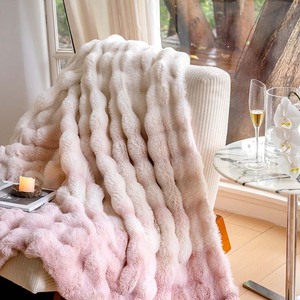 Bulle Lapin Fausse Fourrure Jeter Couverture Doux En Peluche Canapé <span class=keywords><strong>Lit</strong></span> Couverture Épais Lourd Chaud Moelleux Hiver Jeter Mignon Bulle Fourrure Couverture - Product Image 2