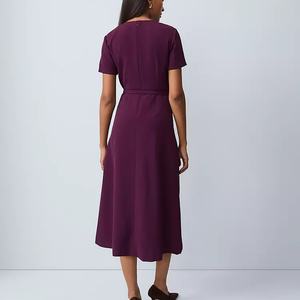 Vestido Midi Casual de Verano con Cintura Natural, Cuello Alto, Bordado Floral, Satinado, Transpirable y Ecológico - Product Image 2