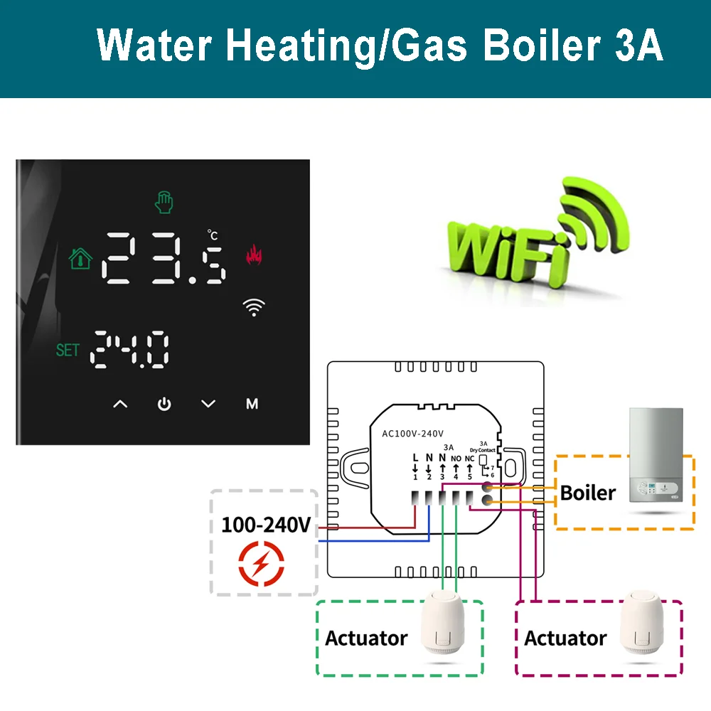 Chaudière à eau et gaz WiFi Noir