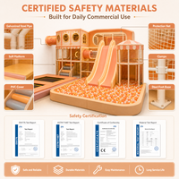 Equipo de juegos para interiores, piscina de bolas beige cálido, mini tobogán, puente, pasarela, certificado CE ASTM EN1176 FEC