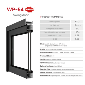<span class=keywords><strong>Porta</strong></span> <span class=keywords><strong>a</strong></span> Scomparsa Moderna DERCHI in Alluminio, Impermeabile, Senza Telaio, per Bagno, Camera da Letto, Hotel - Product Image 2