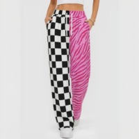 Pantalon de mode personnalisé Y2K Western à motif léopard et à carreaux, taille haute, pour femme adulte, à jambe fendue et large, style lounge