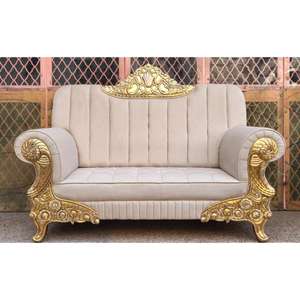Sofá de Lujo para Bodas Reales, Sofá de Dos Plazas Tapizado y Acolchado de Madera Tallada para Decoración de Escenarios, Estilo Europeo de Lujo para Bodas - Product Image 1